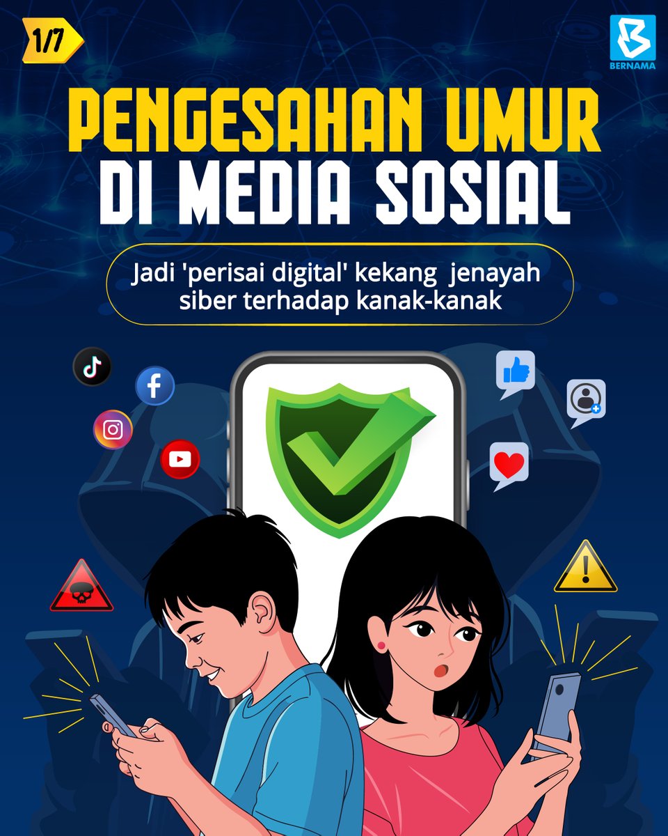 Bernama_Radio's tweet photo. Pengesahan umur di media sosial
#InfografikBernama
#mediasosial
#ONSA
@MCMC_RASMI
@komunikasi_gov
@fahmi_fadzil https://t.co/La4Cz1zz11