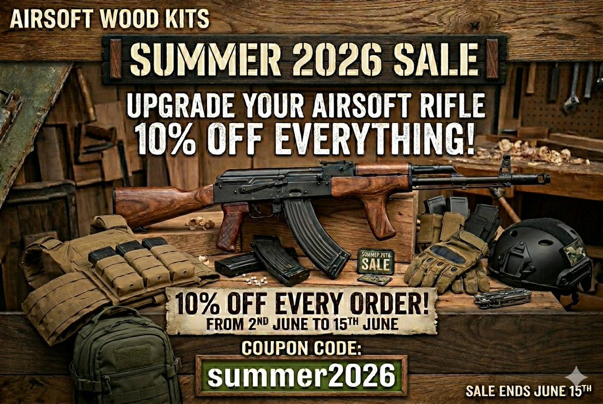 AirsoftShien's tweet photo. 10% off from today to 15th June, coupon code is 'summer2026'! https://t.co/54X8sy0SUn
