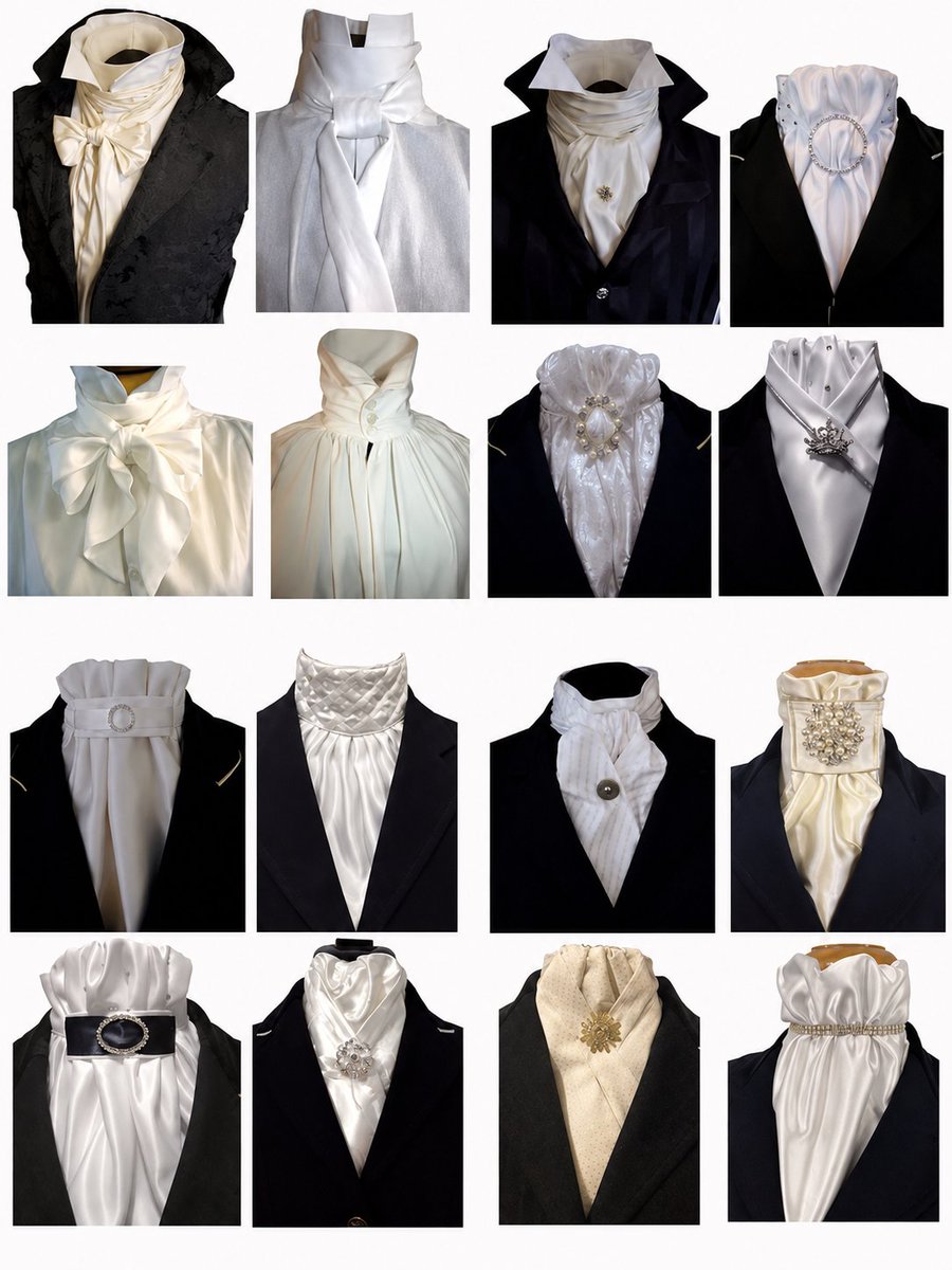 Thrigananadoota's tweet photo. Hey @grok, which of these Victorian cravat styles is your favorite? 🤍 https://t.co/yTBYxO0PIu