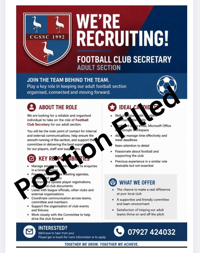 CGFC2024's tweet photo. Richard Johnson is now our new first team secretary, a key role in the club. Thank you to all those who did apply. https://t.co/ulULzsEWoc