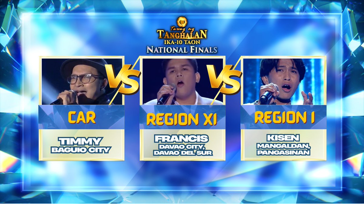 itsShowtimeNa's tweet photo. 🎙️#TNT10NationalFinals Magtatapatan na sina TIMMY mula CAR, FRANCIS ng REION XI at KISEN ng REGION 1! #ShowtimeSharmaine https://t.co/nWLU2thBxH