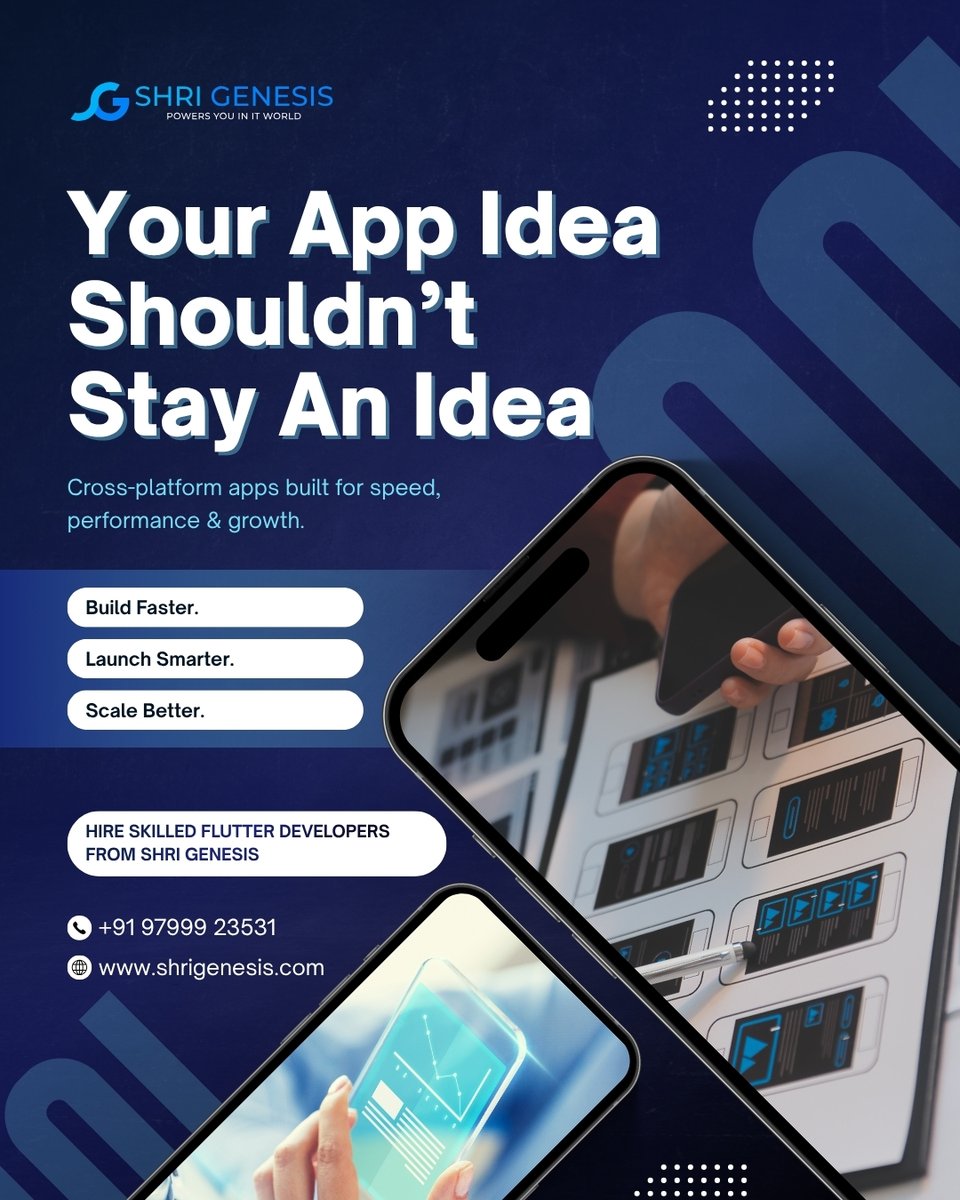 shrigenesis's tweet photo. Turn your app idea into reality with Shri Genesis 🚀

Hire expert Flutter developers to build fast, scalable apps for Android &amp; iOS from a single codebase.

📞 +91 97999 23531 🌐 https://t.co/wxH081LvBv

#flutter #flutterdevelopment #appdevelopment #crossplatform #shrigenesis https://t.co/gRaDZ4Yp1S