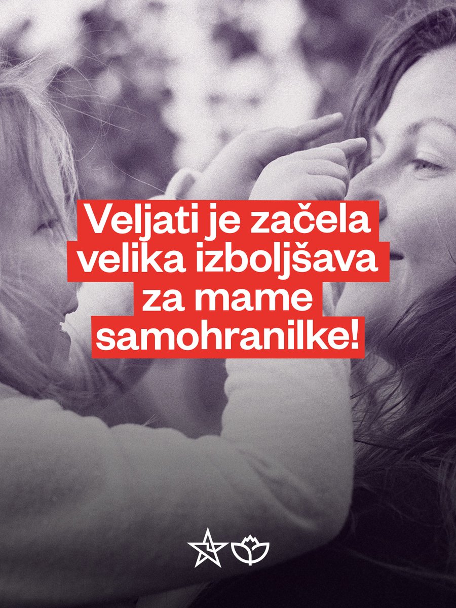 strankalevica's tweet photo. Mame, ki same preživljajo otroka, so ena najbolj socialno ogroženih skupin v Sloveniji. Praviloma prevzemajo levji delež, če ne izključno skrb za vzgojo. Preživnine redko dosegajo pravično delitev stroškov med staršema. Preživnina se lahko tudi ne plačuje, postopki izterjave pa so zamudni, naporni in praviloma neučinkoviti.

In vse to velja že ob predpostavki, da procesi na CSD-jih in sodiščih potekajo sporazumno. V tistih najhujših primerih vprašanje delitve skrbi za otroka postane sredstvo nadaljevanja zlorab in nasilja, zaradi katerih je pogosto sploh prišlo do razhoda.

S tem tednom je začela veljati ena večjih sprememb na področju družinske politike doslej: spremenili smo definicijo enostarševske družine v primerih, ko je otrok dodeljen v vzgojo in varstvo enemu izmed staršev.

Odslej za enostarševsko družino ne bo veljala samo družina, kjer je eden izmed partnerjev neznan, mrtev ali pa je v teku proces za izterjavo, ampak tudi družina, kjer otrok prejema nadomestilo zaradi neplačevanja ali pa zelo nizko preživnino (do zneska višine nadomestila).

CSD-jem smo dali še pravico do svobodne presoje pri dodelitvi statusa v izrednih okoliščinah - npr. v primerih hude materialne prikrajšanosti družine, ob težki bolezni otroka ali starša, pri sumu nasilja v družini ali podobnih izrednih situacijah, ki otežujejo stabilno življenje otroka.

Zakaj je status enostarševske družine pomemben? Ker prinaša tudi za tretjino višji otroški dodatek in druge socialne transferje, prav tako je status pomemben pri kandidiranju na stanovanjske razpise.

Skozi preteklih nekaj mandatov smo slišali nešteto zgodb, kako je sistem pustil na cedilu otroke in njihove starše ali pa jih celo spravil v še težjo situacijo. Čas je, da ga naredimo bolj življenjskega: starš z otrokom, ki je primoran v veliki meri sam skrbeti zanj in plačevati večino stroškov, izpolnjuje definicijo enostarševske družine!