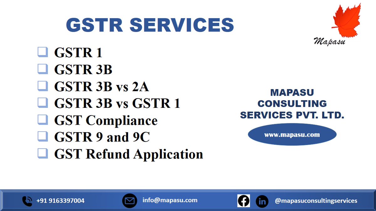Mapasucs's tweet photo. Mapasu Consulting Services provides GSTR Services... https://t.co/m27IkqoW1K