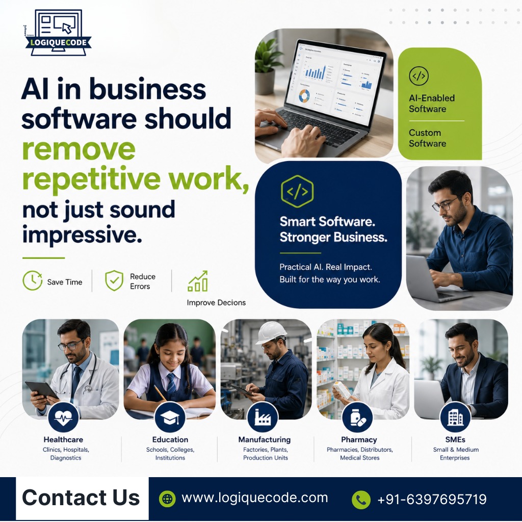 logiquecode's tweet photo. AI shouldn't just look impressive.

It should:

✅ Save Time
✅ Reduce Errors
✅ Automate Repetitive Work
✅ Improve Decisions
Real AI creates business impact—not extra dashboards.

LogiqueCode – One Platform. Multiple Industry Solutions.

#AIForBusiness #Business #Logiquecode https://t.co/bTuSAVLA6R