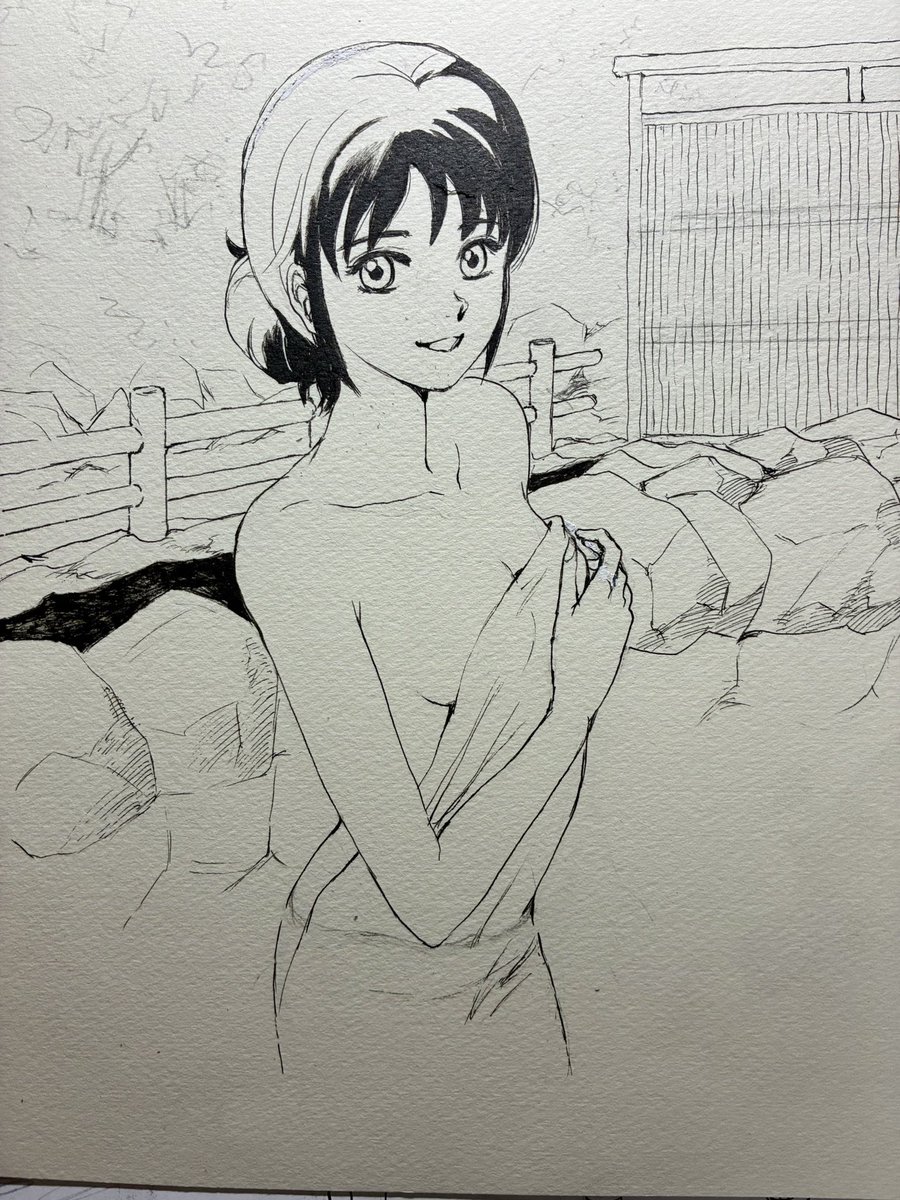 susa404's tweet photo. 描かせていただきました\(//∇//)\
#露天風呂
#直筆
#マンガハンズ https://t.co/OtAb4CiPND