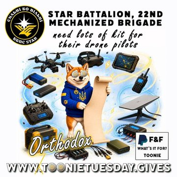 HaraldThorvald1's tweet photo. Salut les Tooniacs! C'est l'Orthodox Fiver Friday et nous avons déjà collecté 5.4k$ en partenariat avec @AlexBondODUA pour le Star Battalion.

@indigonl offre un matching phénoménal de 2222$, on a besoin de votre aide pour en profiter pleinement!
Partagez, donnez un Toonie svp! https://t.co/fXEKTIcflg