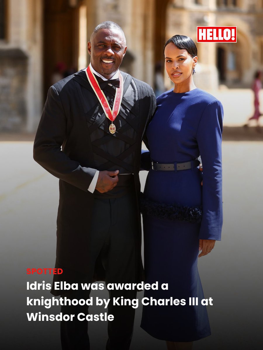 HELLOmagIndia's tweet photo. A royal honour for #IdrisElba. #TheLuther star was knighted by #KingCharlesIII at #WindsorCastle for his services to young people and charity, later posing proudly with his medal outside the castle. #HELLOIndia #HELLOMagazine #Spotted https://t.co/QtimeYEefh