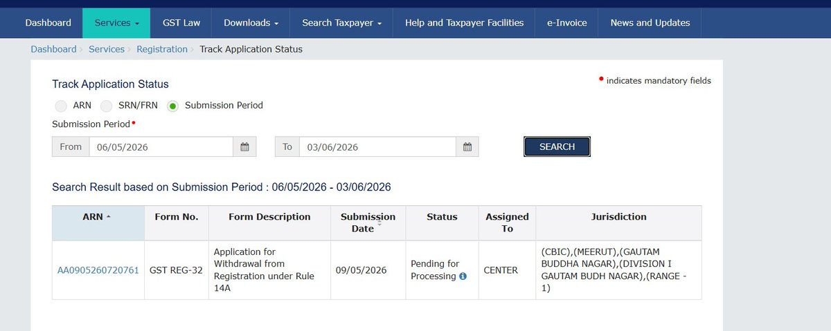 Shobhit0709's tweet photo. @Infosys_GSTN
@GST_Council
@nsitharaman
Application for withdrawal from Rule 14A was submitted on 09.05.2026 vide ARN no AA0905260720761. However, approval is still pending.
Kindly look into the matter and expedite the process. https://t.co/z7AJktDPn3