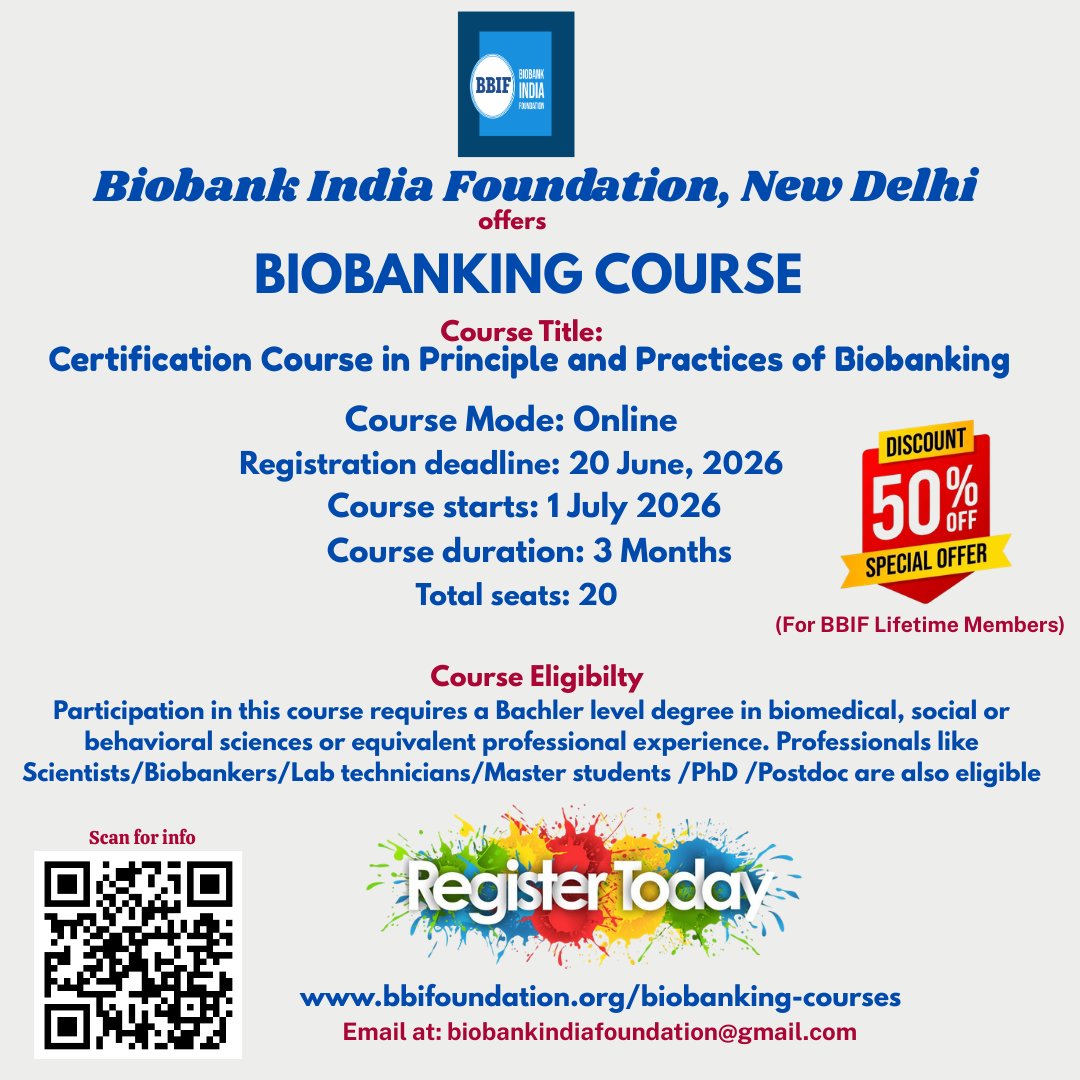 BiobankF's tweet photo. Exciting News! Register Now for Biobanking Course! As we explore cutting-edge practices in biospecimen collection, storage and management. Enrol now and be part of the future of biobanking. Register at: https://t.co/zXIqAVd5Rx
#biobanking #courses #registernow #biomedical https://t.co/8ofdAZreS4