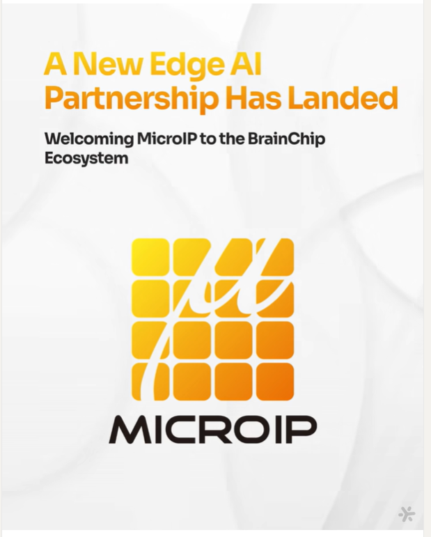 MIAM_Schwan's tweet photo. BrainChip and MicroIP have officially announced a strategic ecosystem partnership to deliver advanced edge AI hardware and software to the Taiwan and global electronics market.

@BrainChip_inc $BRN $BRCHF #MicroIP #Akida https://t.co/lXToYX24dR