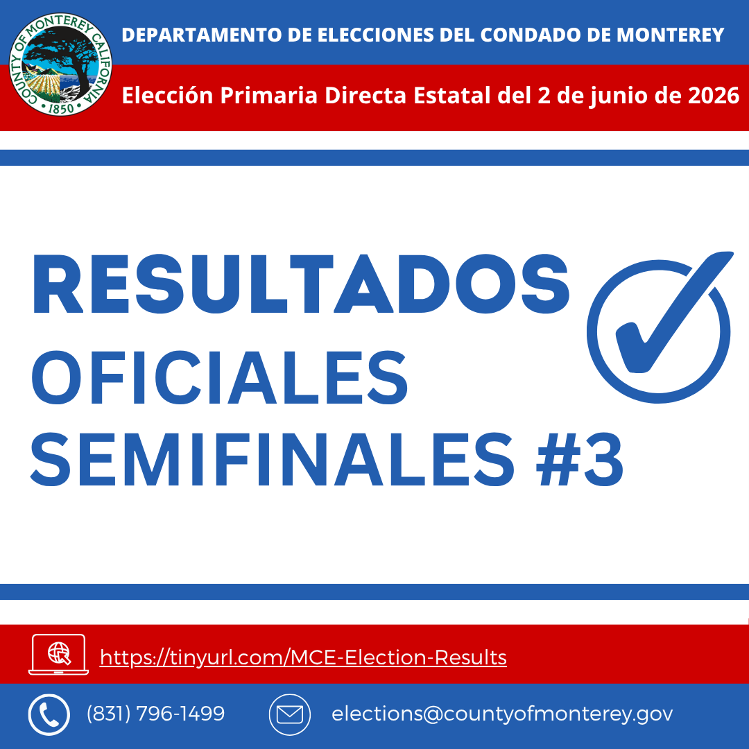 MontereyVote's tweet photo. El tercer informe oficial de resultados semifinales ya está disponible en https://t.co/WqcYXps0Gf. El próximo informe de resultados se publicará a las 12 a.m. https://t.co/hS6t44c7Zh
