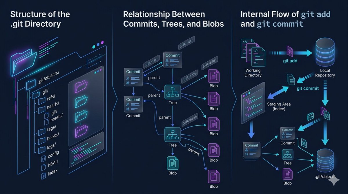 thevishaal_'s tweet photo. Git isn't magic. 
Ever wondered what actually happens inside the .git folder when you run git add or git commit?
If you're learning Git and want to understand how it really works under the hood, check it out:
🔗 https://t.co/ho5QYsQI4w
#chaicode #git @Hiteshdotcom @nirudhuuu https://t.co/BKbneYdZ0N
