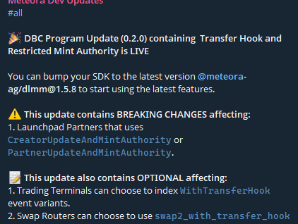CappedMeme's tweet photo. We were the first to deploy utilizing the new Transfer Hook feature by @MeteoraAG 

Shipped just 3 hours ago, we can expect more coverage on this as traing terminals choose to index tokens withTransferHook and add the proper swap functions.

For now it is swappable via our web https://t.co/C1RHm5cQI1