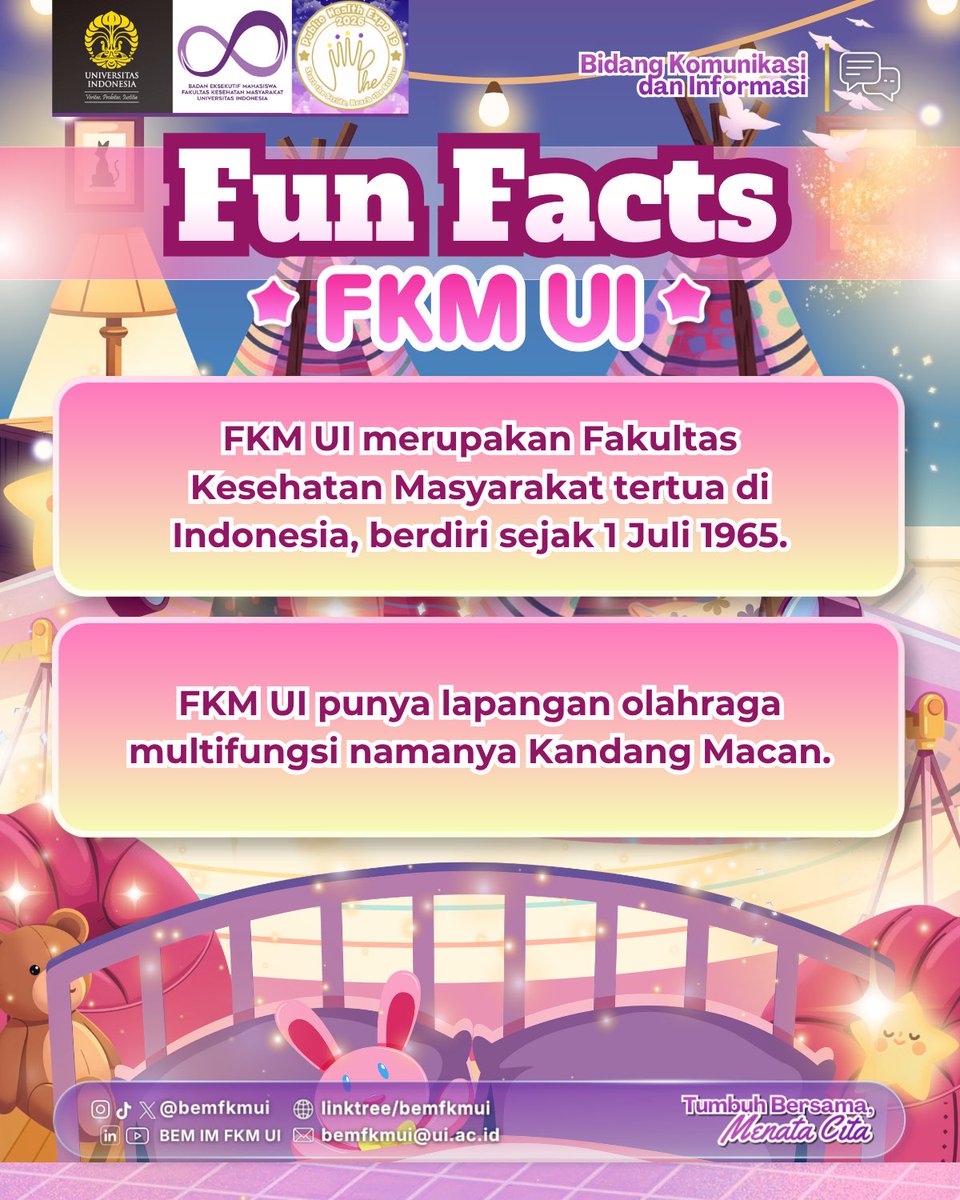 phefkmui's tweet photo. [FKM UI FUN FACTS]

Hi, Starchasers!⭐️

Ternyata, FKM UI punya banyak fakta menarik yang mungkin belum kamu tahu, lo! Yuk, kenalan lebih dekat dengan dunia kesehatan masyarakat dan berbagai hal seru di balik FKM UI! https://t.co/sbLrdwWDTc