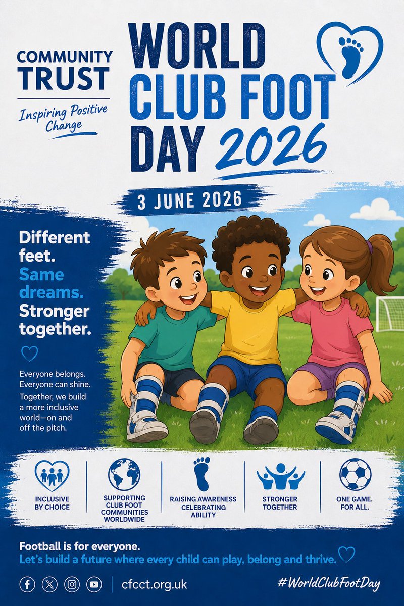 spireitestrust's tweet photo. Different feet. Same dreams. 💙

On World Club Foot Day, we’re proud to support a community where everyone is welcome, valued and given the chance to thrive. https://t.co/w3dHkbh0oZ