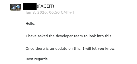 lattzera's tweet photo. I literally am not allowed to play faceit. Not banned and faceit servers are online. Tried everything I could think of (not going to list all) before submitting a ticket. Did everything their support asked me to try. Clearly faceit thinks I am ropz or nocries, fly me out. >:) https://t.co/TVjMDrJtof
