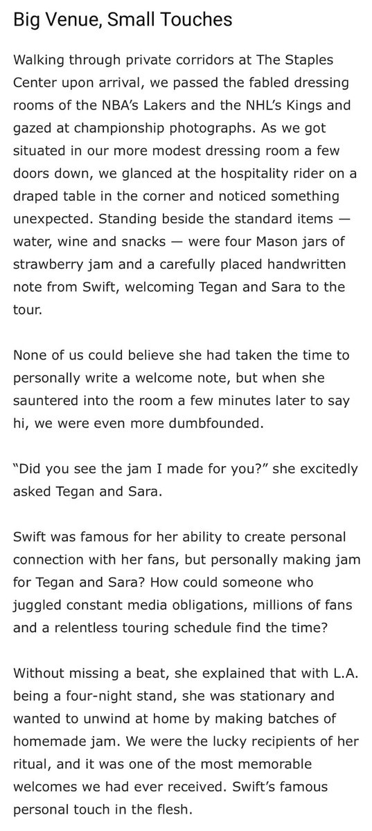 SOURtoBurn's tweet photo. In a column for Douglas Magazine, Piers Henwood shares a lesson he learned from Taylor Swift while managing Tegan and Sara, who were surprise guests during a show on The Red Tour at the Staples Center. https://t.co/7ieXXJIncA