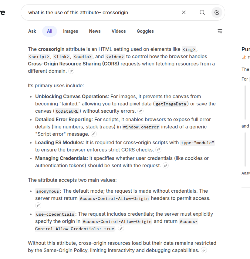 theniteshdev's tweet photo. We are using crossorigin attributes but don't know how and why ?

Let me know you how the crossorigin attributes works. https://t.co/cydkek6Nvc