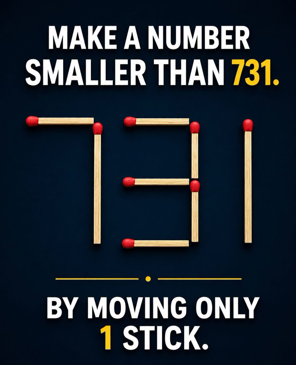 HardlyLoose's tweet photo. What's the smallest number you can get by moving one stick? https://t.co/8Sbg8sRsZa