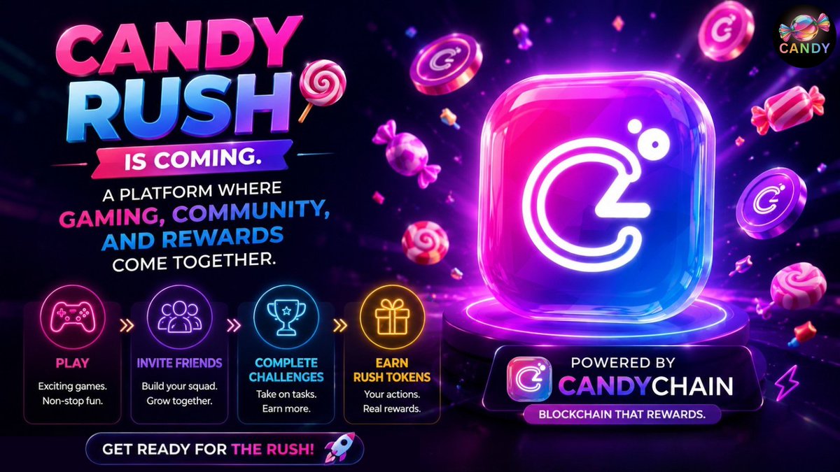 Candy_Ecosystem's tweet photo. Most games give you entertainment.

Candy Rush aims to give you more. 👀

🎮 Play
🤝 Grow Your Squad
🏆 Complete Challenges
🎁 Earn RUSH Tokens

The early players always have the advantage.
⚡ Powered by CandyChain
🚀 Coming Soon

🚨 Presale LIVE at $0.0004
🌐 https://t.co/2pjszwp7GJ

#cryptocurrency #GamingGuide #Blockchain #Earn #Rewards #BuyNow