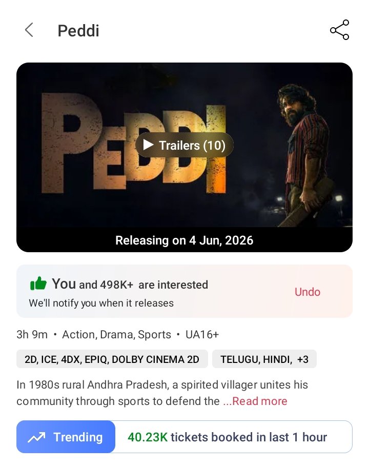 Rohan__4005's tweet photo. Sensational Bookings 👌🏻💥

#Peddi https://t.co/N9jawp3cwf