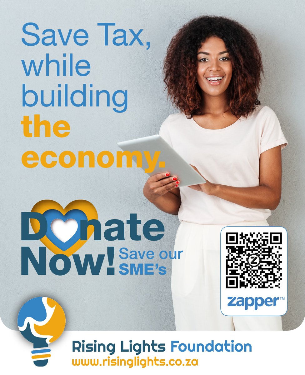 RisingLightsOrg's tweet photo. Support SMEs and save on tax by donating to Rising Lights Foundation. Your tax-deductible gift makes a difference! Scan the QR code or visit our site (https://t.co/JdfiDeUcdg) to donate via Zapper. #SaveAnSME #RisingLightsFoundation #Zapper https://t.co/lJ38rEcS1R