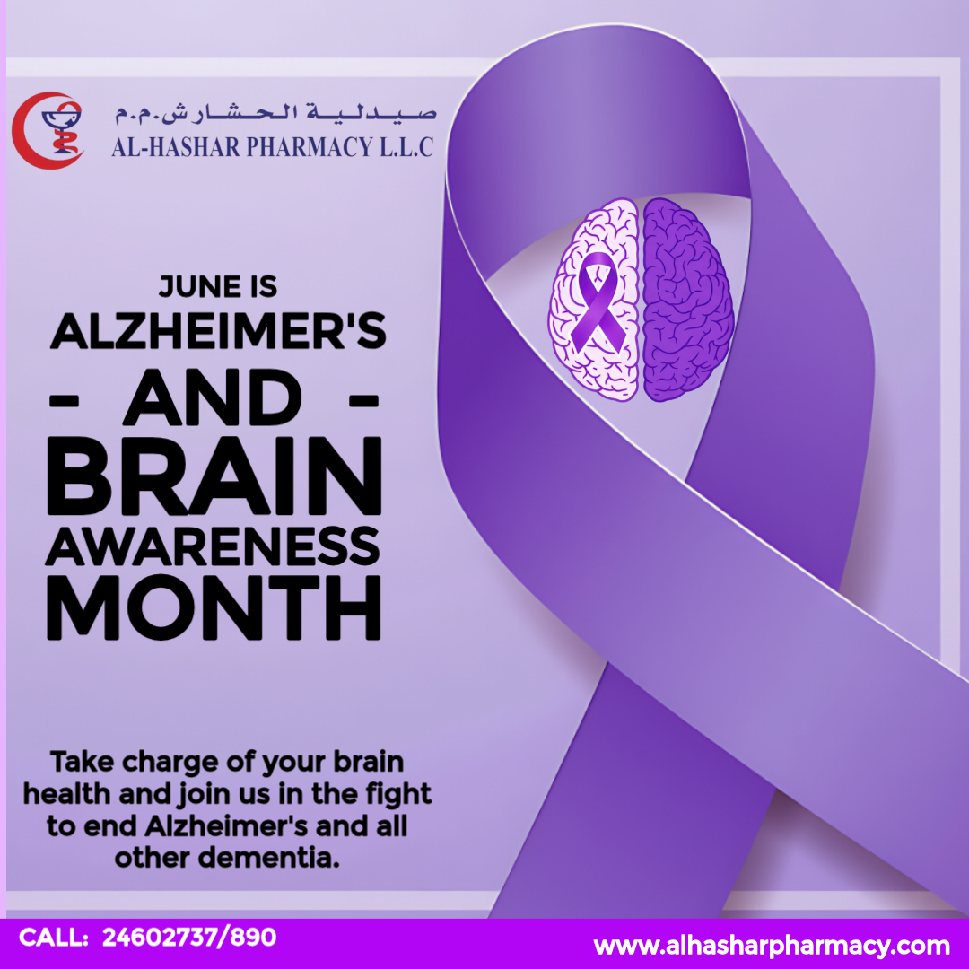 alhasharpharma's tweet photo. 🧠💜 June is Alzheimer’s &amp; Brain Awareness Month 💜🧠
This June, we stand together to raise awareness about Alzheimer’s disease and other forms of dementia. Brain health matters at every stage of life, and small steps today can make a difference for tomorrow. https://t.co/pMLUKfbOIx