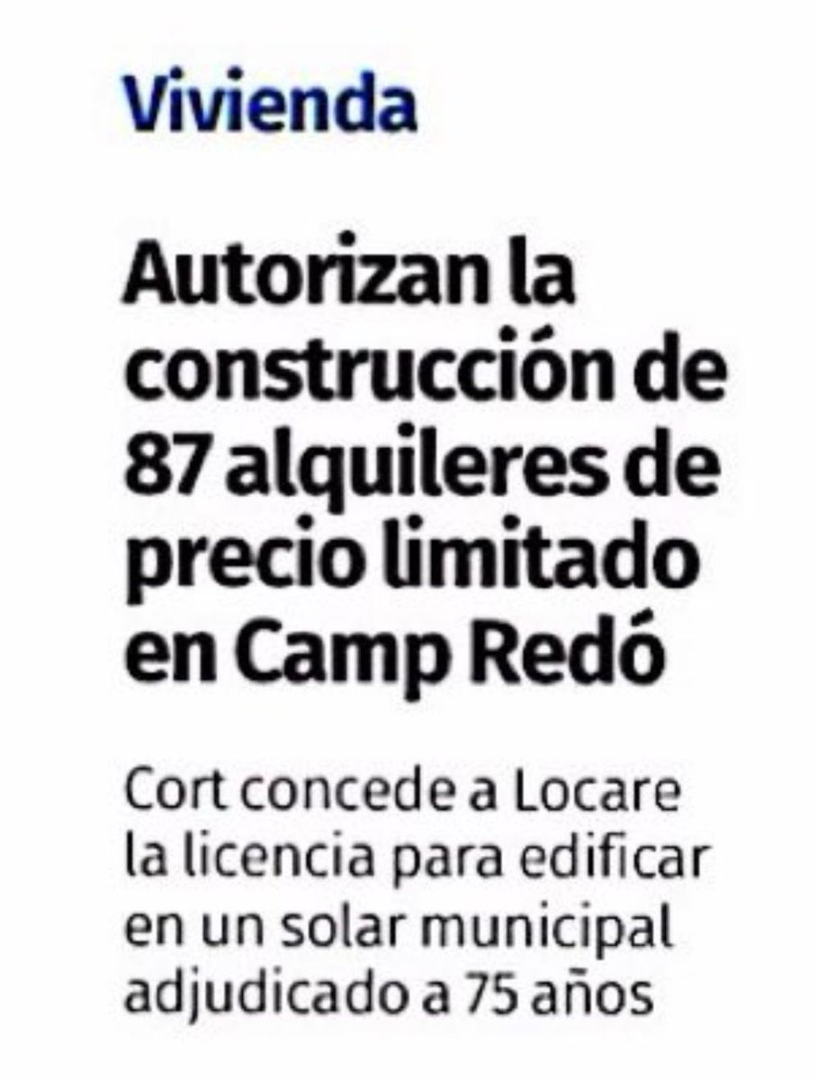 OscarFidalgoB's tweet photo. Buenos días! 

El @ajuntpalma concedió ayer la licencia para construir 87 viviendas MÁS de alquiler a precio limitado en Camp Redó, en la calle Bisbe Arnau Alberti, una de las primeras promociones incluidas en el *plan de choque municipal de vivienda.*
Cumplimos #vivienda https://t.co/no0PlJOhUU