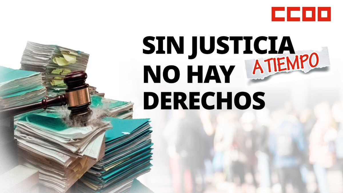 CCOO's tweet photo. La jurisdicción social sufre un colapso estructural grave que se ha agravado estos años. 

Hoy, @CCOO presenta en rueda de prensa una campaña para hacer frente a esta situación.

👤 @UnaiSordo @PachecoJpacheco  y Eva Urbano. 
🕚 11:00 h 
📺 En directo en YouTube: https://t.co/U34uF49PRv