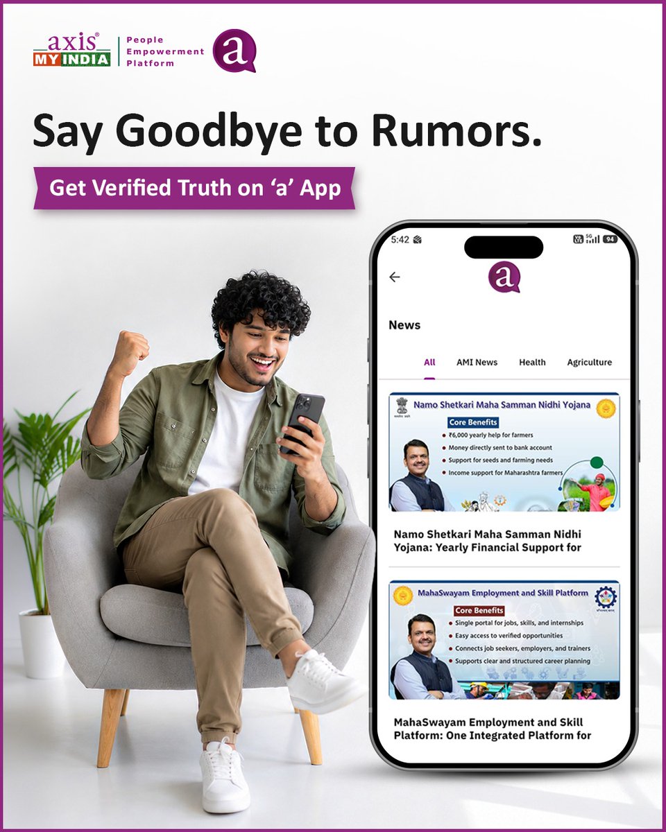 PradeepGuptaAMI's tweet photo. In a world filled with endless notifications and forwarded rumors, finding the absolute truth is tough.

The "a" App filters out the noise to bring you certified, authentic, and factual information you can blindly trust.

Stay informed, stay secure!

#FactCheck #AuthenticInformation #VerifiedNews #AApp #AxisMyIndia #TrustTheTruth