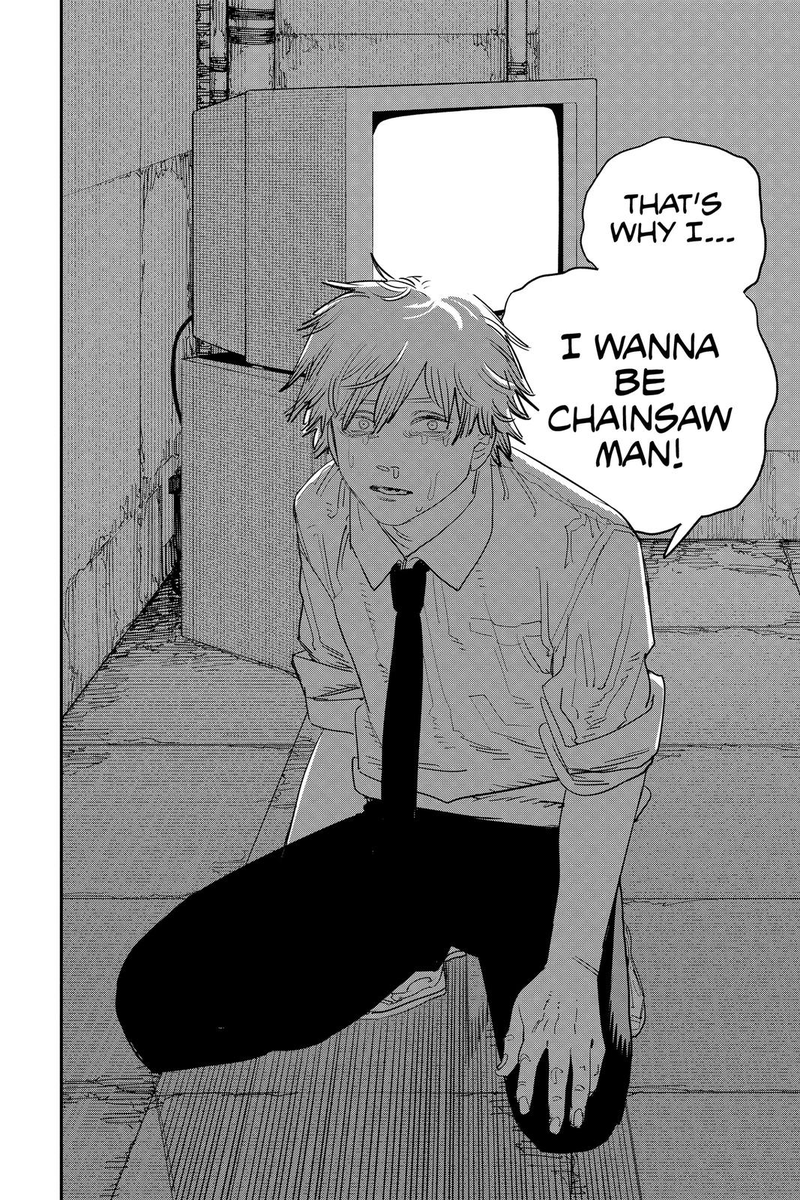 plutoxcsm's tweet photo. ive been trying to explain this to people since p2 ended. turns out wanting 10 girlfriends to fill his need for love and intimacy while hitching all his self-worth to his superhero persona was not actually a good thing for denji, this only becomes more clear as p2 went along https://t.co/udJxTAlLV2