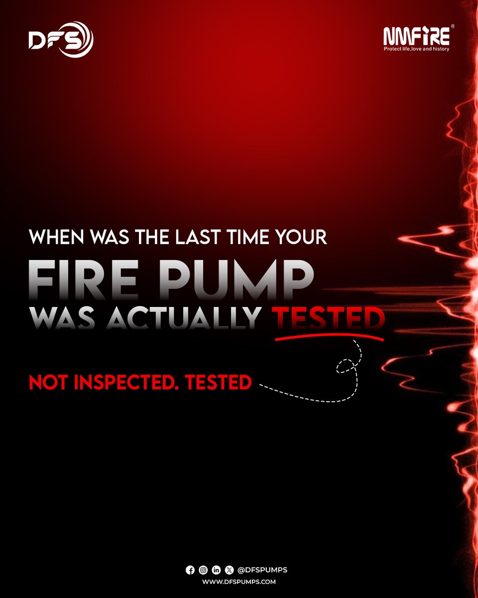 dfspumps's tweet photo. There is a difference between inspection and testing that most facility managers do not know about, and that difference has real consequences.
#DFS #NMFIRE #WhyNMFIRE #NFPA #Engineering #FirePumps #FireSafety #FirePumpSystems #EngineeredForSafety #FireSafetyExcellence #NFPA20 https://t.co/t9GXrXRxRV