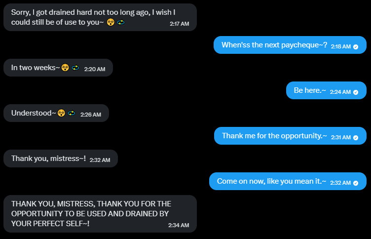 selinaslithyr's tweet photo. Another example of jussst how darling and nice I am.~
https://t.co/47fYgMDYVO
#findom | #findom2d | #fd2d | #paycuck | #paypig | #finsub | #walletdrain | #yiff https://t.co/M6H4lQnEPa