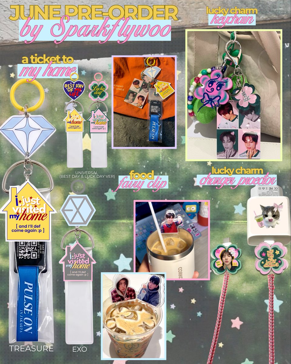sparkflywoo's tweet photo. June Pre-Order by Sparkflywoo .✦ ݁˖

★ PO period: 2-9 June
★PO item: a keychain to my home, my lucky charm keychain &amp; charger protector, food fairyclip
★catalogue, price, order: https://t.co/GVOwcCfxbp
★yang  mau full co di oren boleh dm yaa harga +22% adm fee https://t.co/Zy83229u6Y
