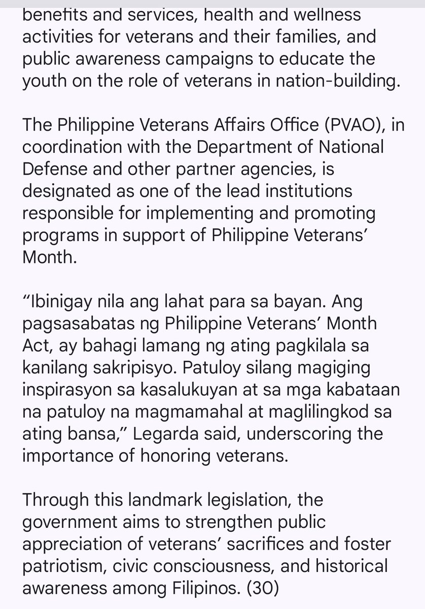 blcb's tweet photo. SP Pro Tempore Loren Legarda, principal author &amp; principal sponsor of RA No.12320 or the Philippine Veterans’ Month Act,hailed its enactment,w/c officially declares April of every year as Philippine Veterans’Month
“Ang batas na ito ay alay ng bayan sa ating mga beterano"@dwiz882 https://t.co/dDcQaoulA6