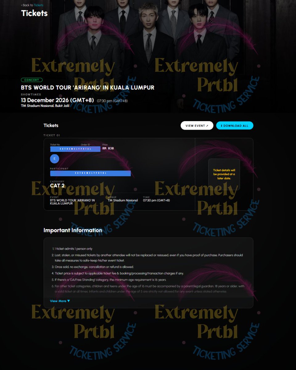 extremelyprtbl's tweet photo. SECURED 4 tix BTS WORLD TOUR ARIRANG in KUALA LUMPUR

✅✅✅3 tix CAT 7 Day 1
✅1 tix CAT 2 Day 2

OPEN FOR LIVE NATION PRESALE &amp; GENSALES TOMORROWDm for more info!

#BTSinKL #zonauang https://t.co/KKECalBc1f