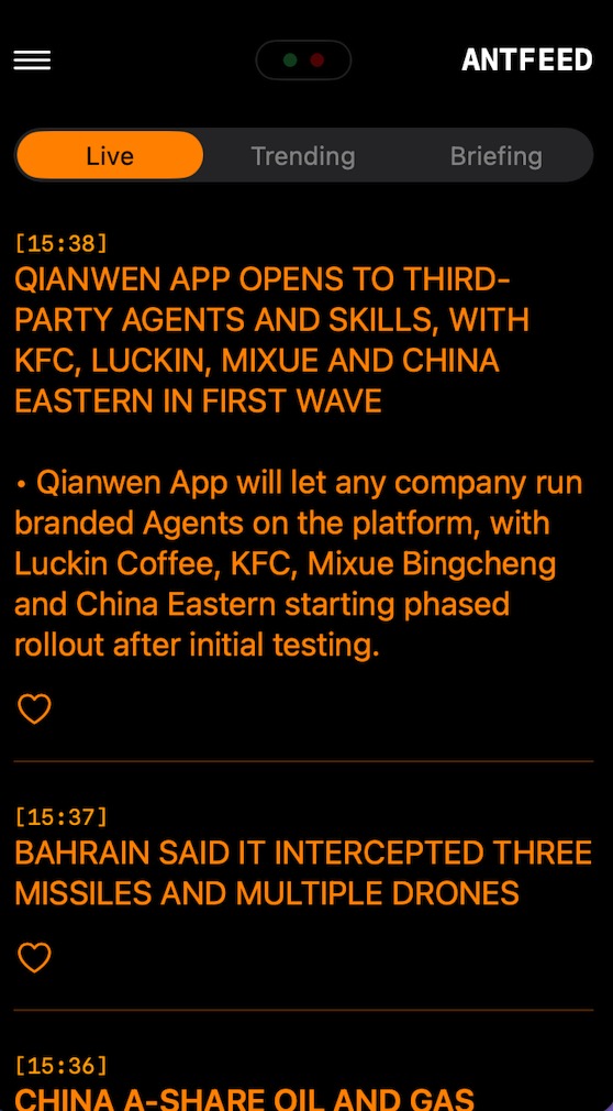 antfeedapp's tweet photo. BREAKING: QIANWEN APP OPENS TO THIRD-PARTY AGENTS AND SKILLS, WITH KFC, LUCKIN, MIXUE AND CHINA EASTERN IN FIRST WAVE

Alibaba’s Qianwen is turning into an agent platform: brands will be able to run their own AI agents inside the app, pushing China’s AI race from model launches toward real consumer and enterprise workflows.

#Qianwen #Alibaba #ChinaAI #AI #AIAgents #AgenticAI #LLM #GenerativeAI #ChinaTech #KFC #LuckinCoffee #Mixue #ChinaEastern #AIApps #TechStocks $BABA