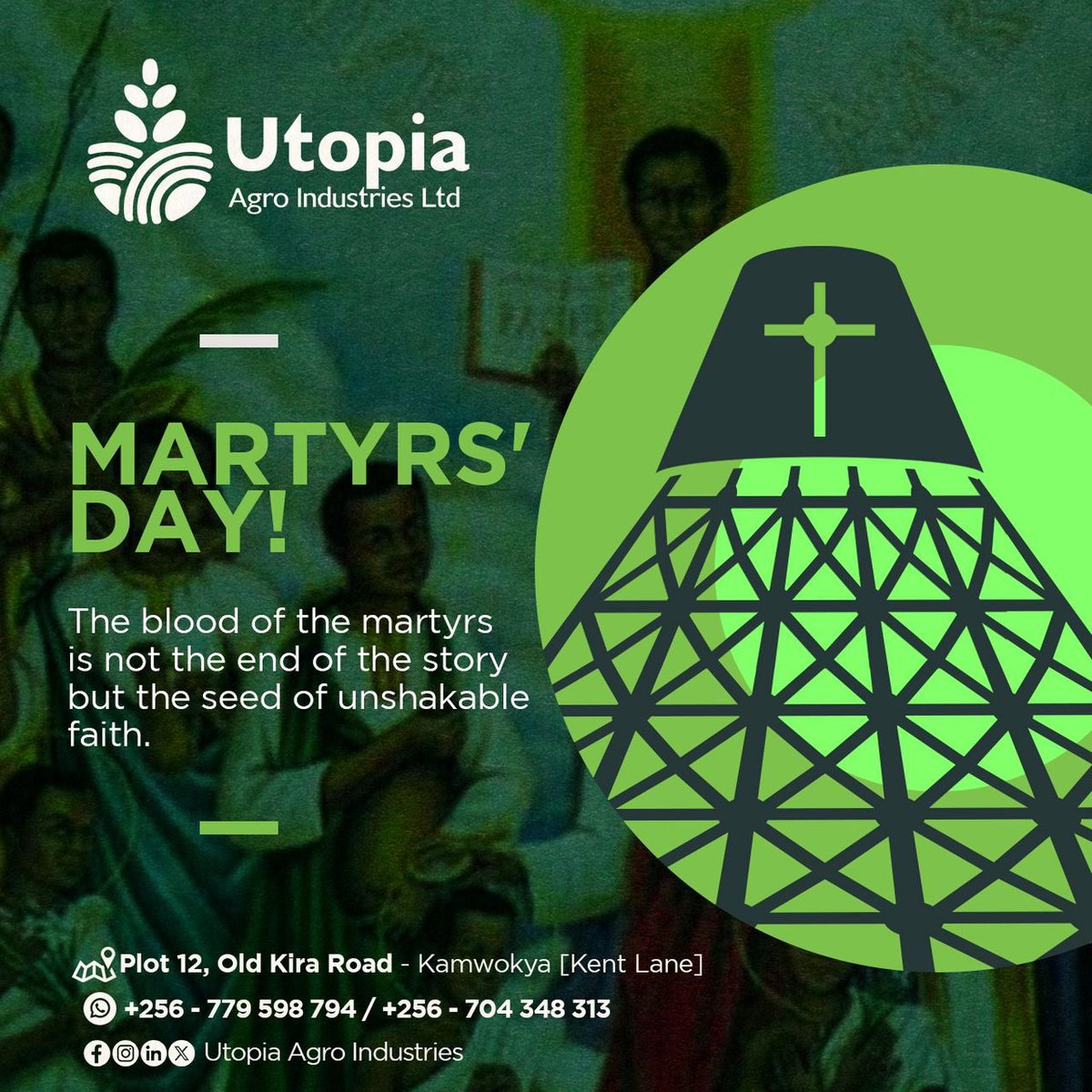 UtopiaAgro's tweet photo. Martyrs' Day reminds us: the ultimate sacrifice starts with daily surrender! 

May we find the courage to live for Christ today, and every day that follows. https://t.co/xHjlxunC66