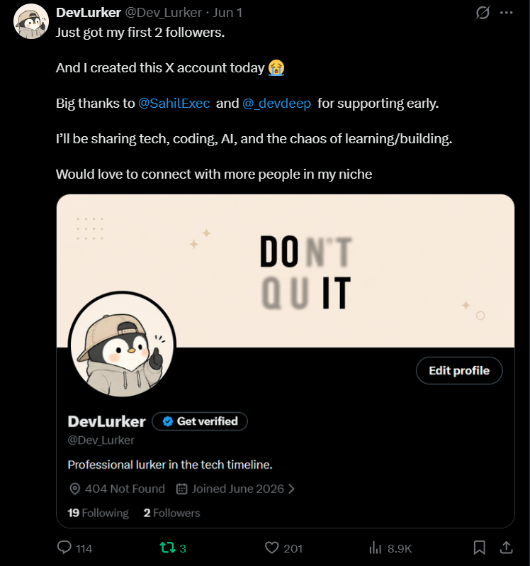 DevLurker tweet media