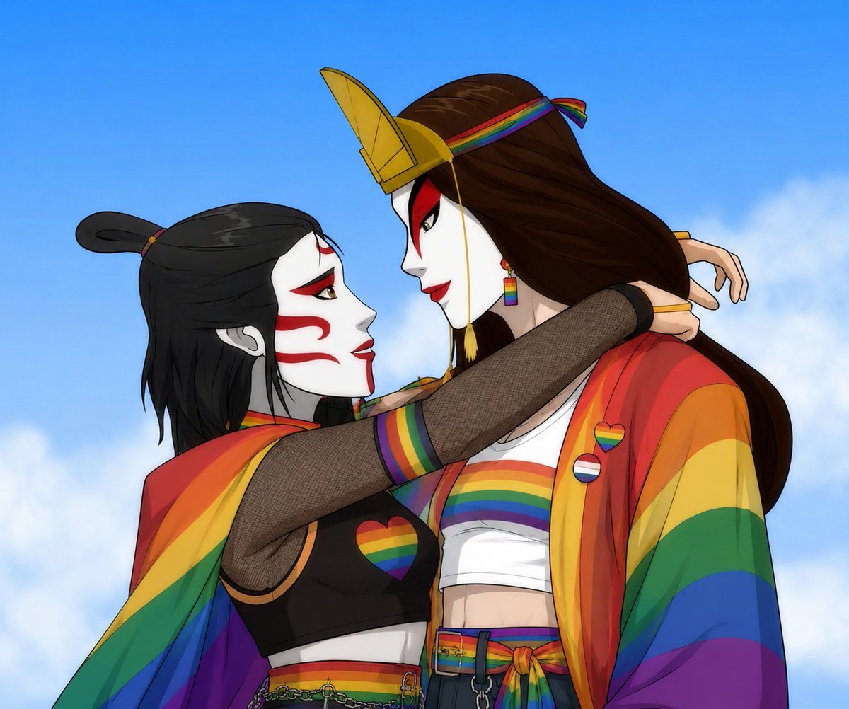 OmoAlade005's tweet photo. Happy Pride Month to everyone celebrating 🏳️‍🌈💜
Featuring two of Avatar's most iconic couples: Korra and Asami, Kyoshi and Rangi. https://t.co/8G0zxkGcsz