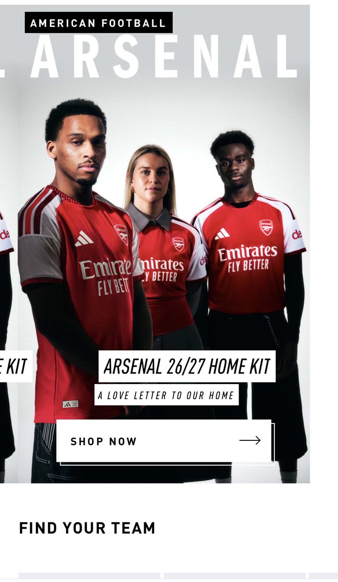 CaptainDeeg's tweet photo. @adidas slight error on the app, Arsenal don’t play in the NFL https://t.co/SINC41oZ3L