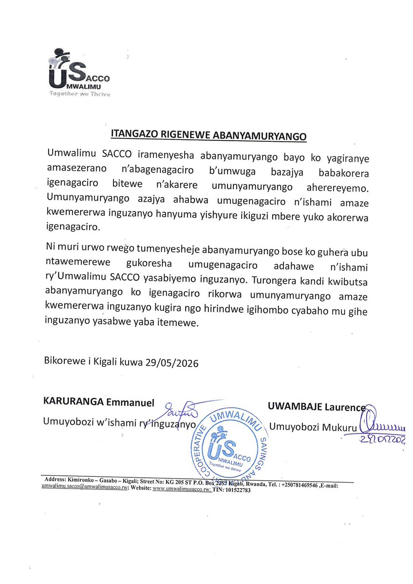 MathieuTuyisabe's tweet photo. Umwalimu Sacco urasetsa!!Ese usibye uburya mubons iriya copérative ari iy'abarimu? https://t.co/XjKw9DdbtT
