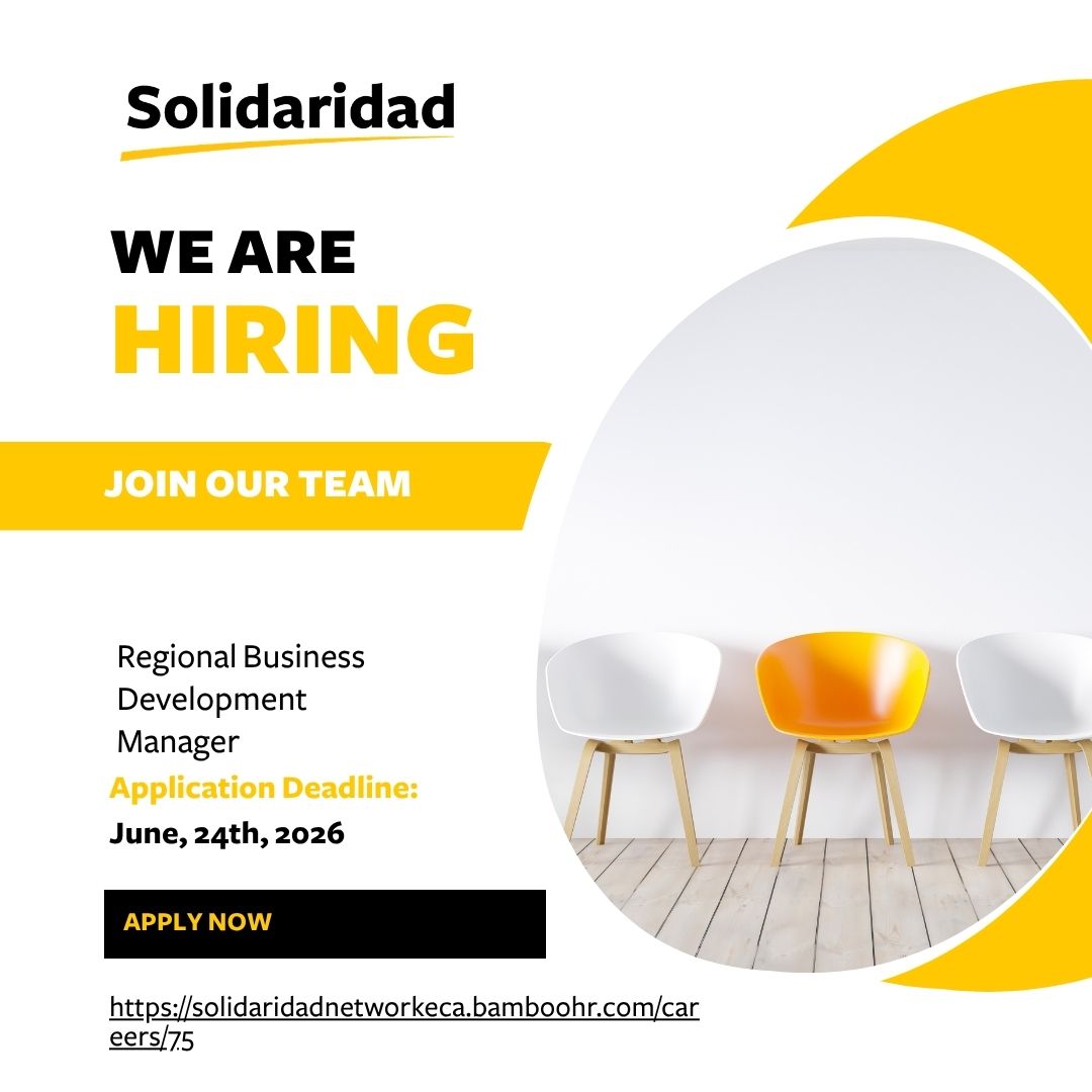 SolidaridadECA's tweet photo. @SolidaridadECA  is looking for a dynamic Regional Business Development Manager to lead our strategic fundraising, resource mobilization, and high-value partnerships across the region.

Deadline:24th June 2026
🔗 Apply here: https://t.co/76ySLjlmoh https://t.co/fofkYm7l44