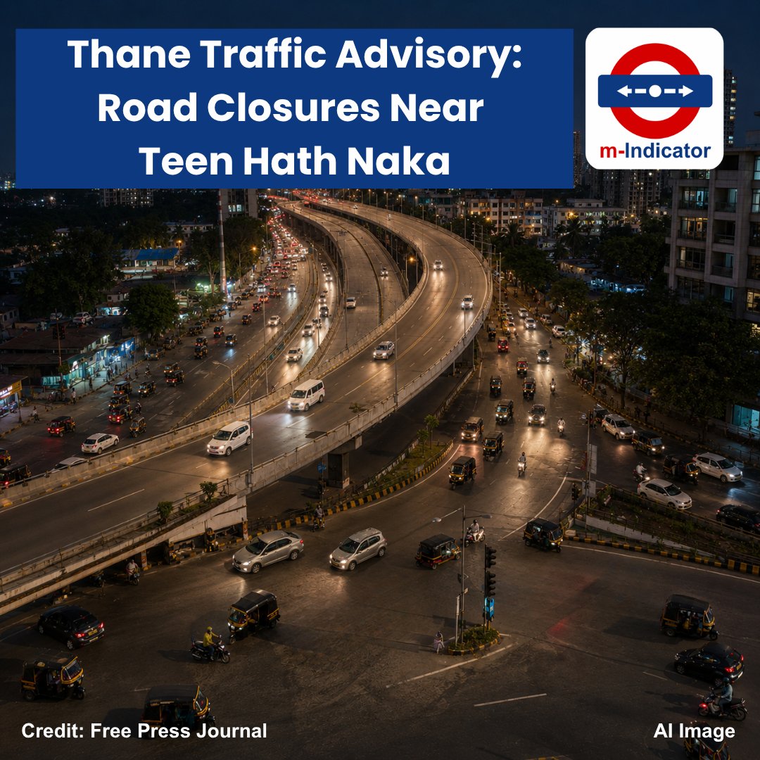 m_indicator_app's tweet photo. Traffic restrictions near Teen Hath Naka are in effect until July 31 due to construction. Goods-vehicle entry, some turns and parking are restricted. Emergency vehicles exempt. Use alternate routes.

#ThaneTraffic #mIndicator

https://t.co/mNy2tpITlR

Credit: Free Press Journal https://t.co/9UG8kbW8o5