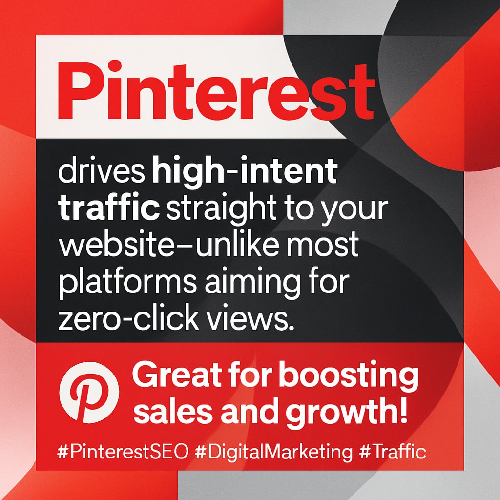 TOP4ALL's tweet photo. Pinterest drives high-intent traffic straight to your website—unlike most platforms aiming for zero-click views. Great for boosting sales and growth! 📌 #PinterestSEO #DigitalMarketing #Traffic ⬇️ https://t.co/qDlGnwyD1s