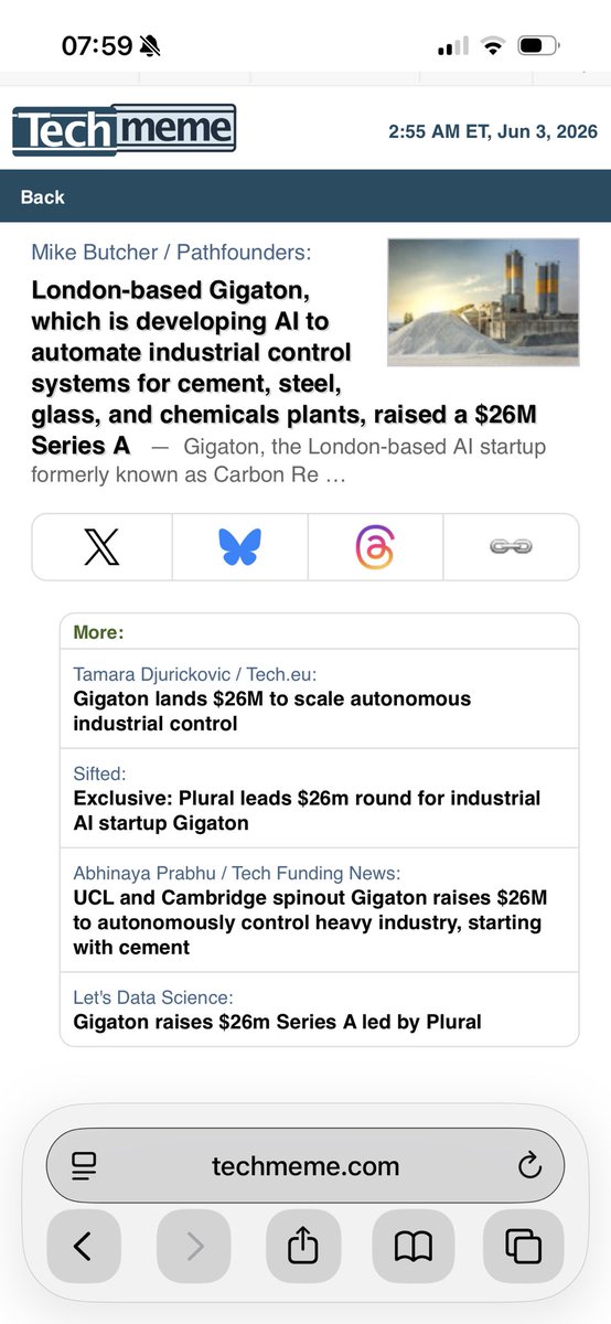 mikebutcher's tweet photo. Bingo! @Pathfounders gets its first ever @Techmeme headline with our story about Gigaton https://t.co/tHuZr3vrzU