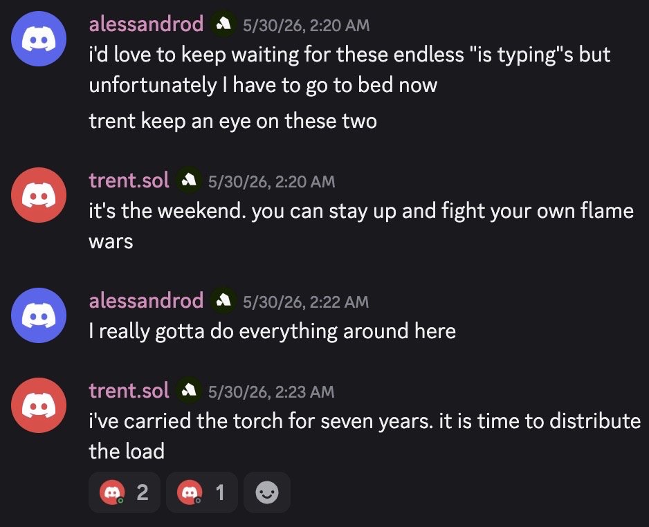 readylayerone's tweet photo. who said the technical group chats can't be entertaining to read?

@trentdotsol @alessandrod https://t.co/cVIHKbQnQk