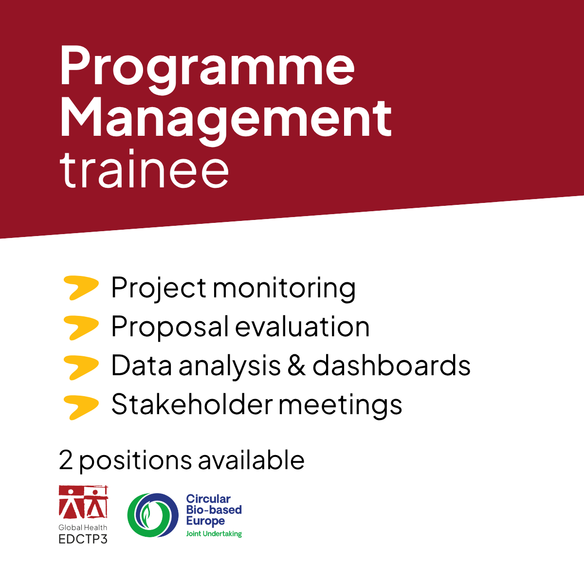 CBE_JU's tweet photo. 📣 Become a #trainee in our team!

We are looking for a:
➡️  Communications trainee
➡️  Programme Management trainee

📍 Brussels
🗓️ Start: October 2026
⏳ 6 months
💶 €1.539,16

🔗 Apply by 21 June: https://t.co/kT6OFBJIIm
Recruitment in common with @EDCTP3 and @clean_aviation https://t.co/Ay4YHb65K1