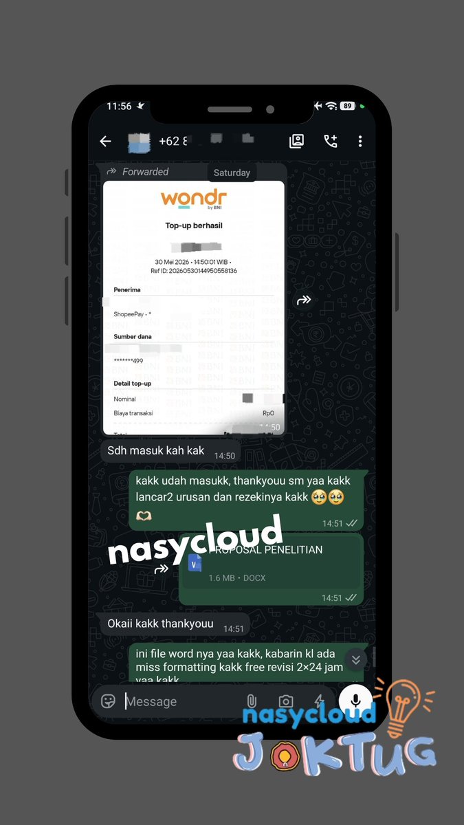 nasycloud's tweet photo. 550. Joki jasa formatting proposal penelitian, inrush (daftar isi, daftar tabel, daftar gambar) inrush. Thankyouu sm yaa kakk ❤️❤️ https://t.co/F0vacSww2x